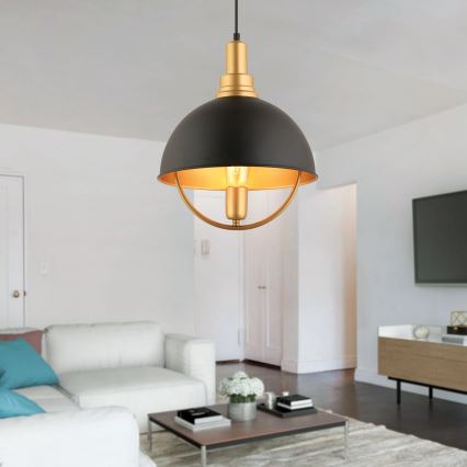 Lámpara colgante MONZA 1xE27/40W/230V Ø 30 cm negro/dorado