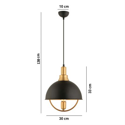 Lámpara colgante MONZA 1xE27/40W/230V Ø 30 cm negro/dorado