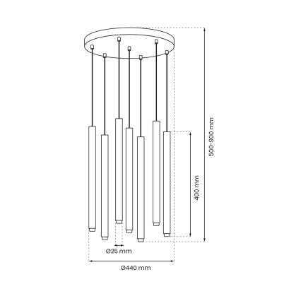 Lámpara colgante MONZA 7xG9/8W/230V negro
