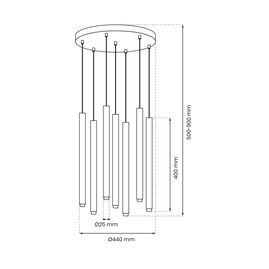 Lámpara colgante MONZA 7xG9/8W/230V negro