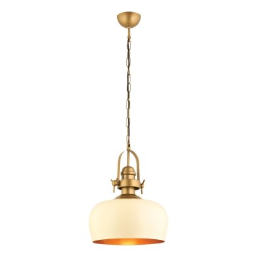 Lámpara colgante MONZA, con cable, 1xE27/40W/230V, Ø 30 cm, crema/bronce
