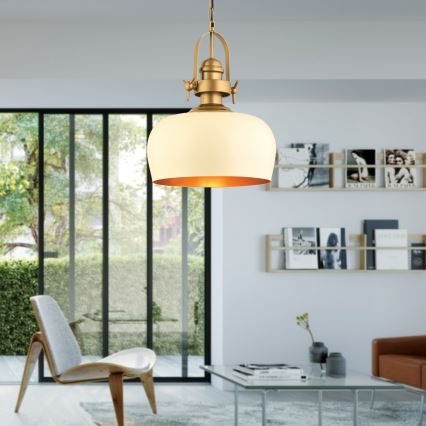Lámpara colgante MONZA, con cable, 1xE27/40W/230V, Ø 30 cm, crema/bronce