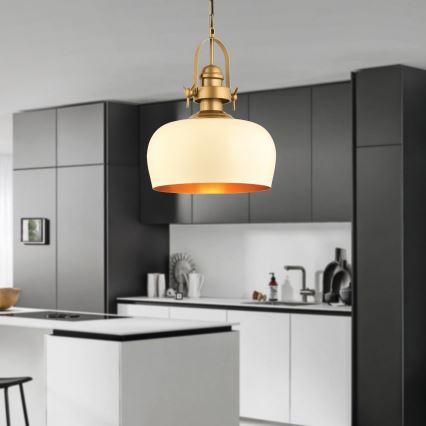 Lámpara colgante MONZA, con cable, 1xE27/40W/230V, Ø 30 cm, crema/bronce