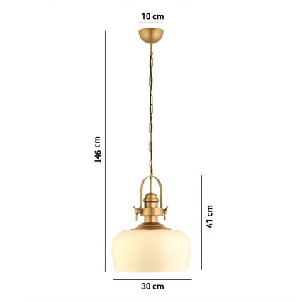 Lámpara colgante MONZA, con cable, 1xE27/40W/230V, Ø 30 cm, crema/bronce