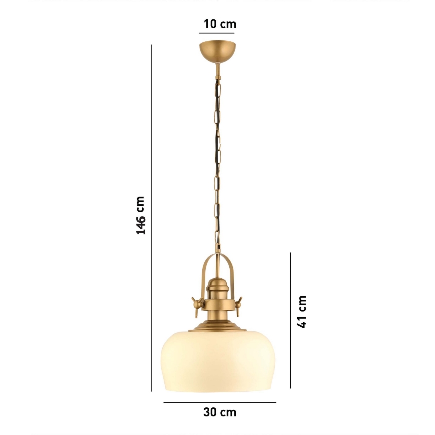Lámpara colgante MONZA, con cable, 1xE27/40W/230V, Ø 30 cm, crema/bronce