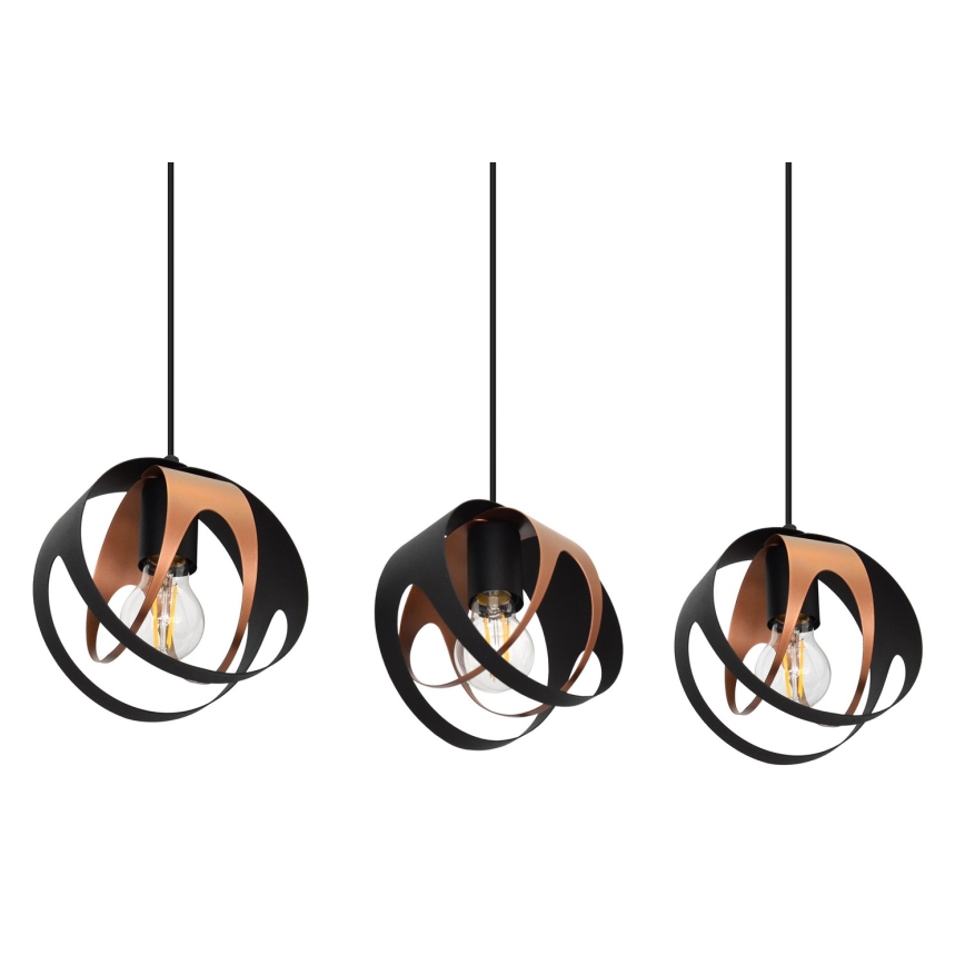 Lámpara colgante MOONLIGHT 3xE27/15W/230V negro/cobre