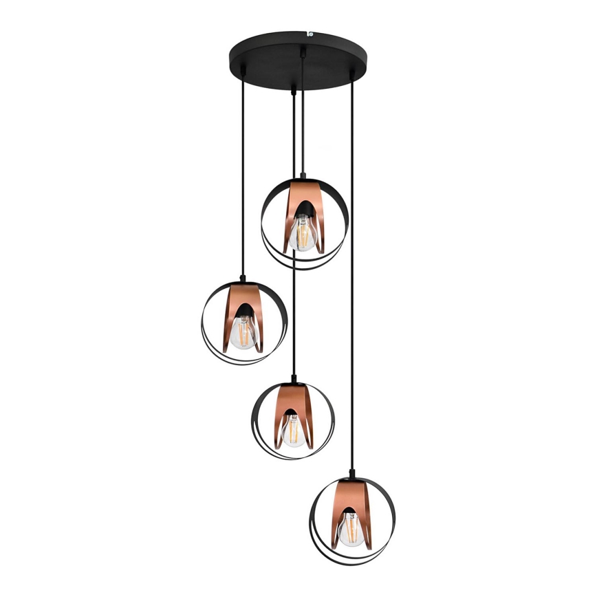 Lámpara colgante MOONLIGHT 4xE27/15W/230V negro/cobre