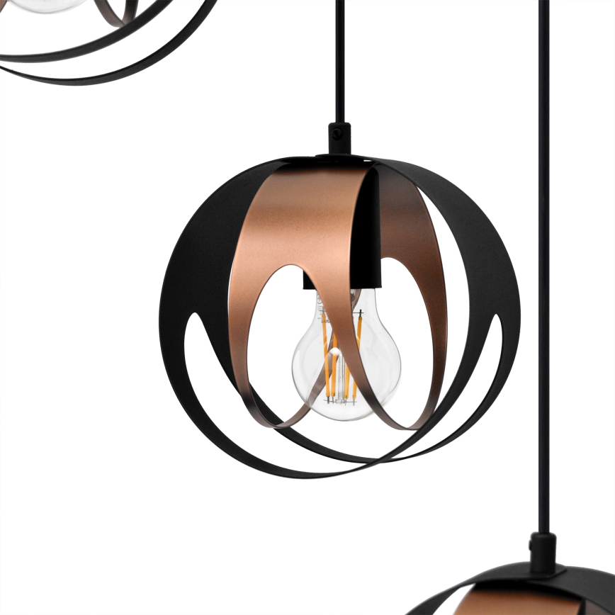 Lámpara colgante MOONLIGHT 4xE27/15W/230V negro/cobre