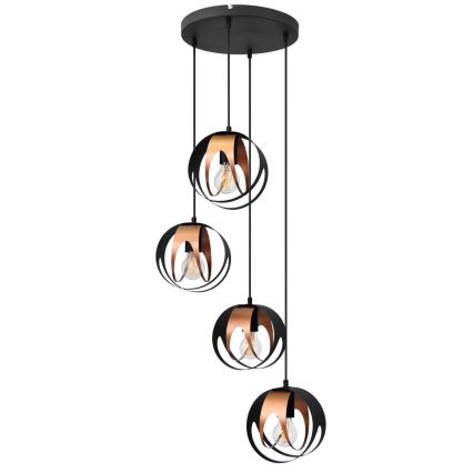 Lámpara colgante MOONLIGHT 4xE27/15W/230V negro/cobre