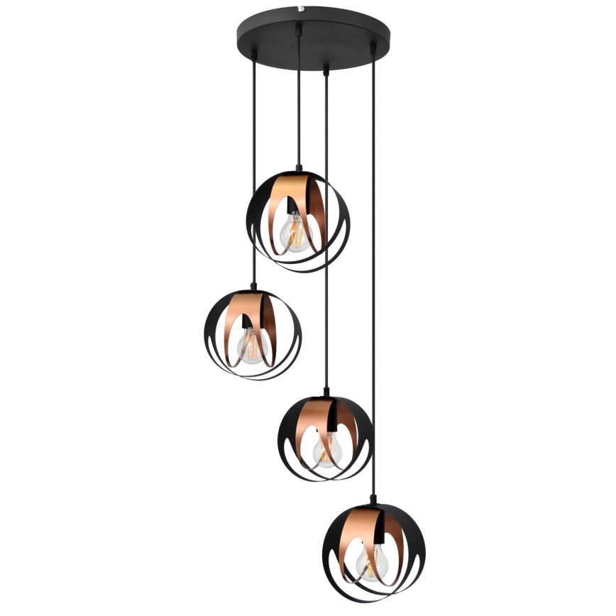 Lámpara colgante MOONLIGHT 4xE27/15W/230V negro/cobre