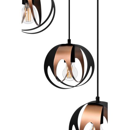 Lámpara colgante MOONLIGHT 4xE27/15W/230V negro/cobre