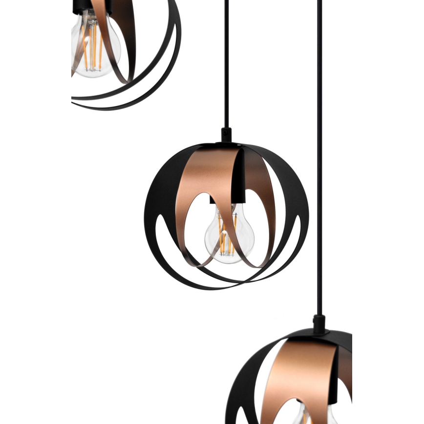 Lámpara colgante MOONLIGHT 4xE27/15W/230V negro/cobre