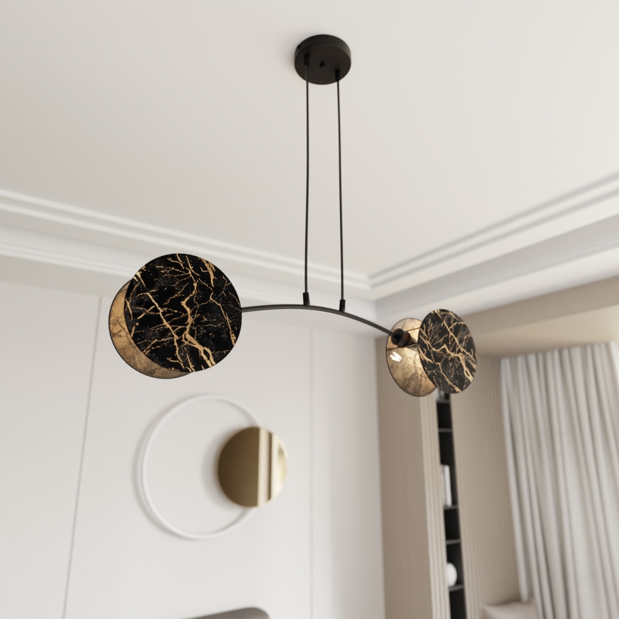 Lámpara colgante MOTIF 2xE27/15W/230V negro/dorado