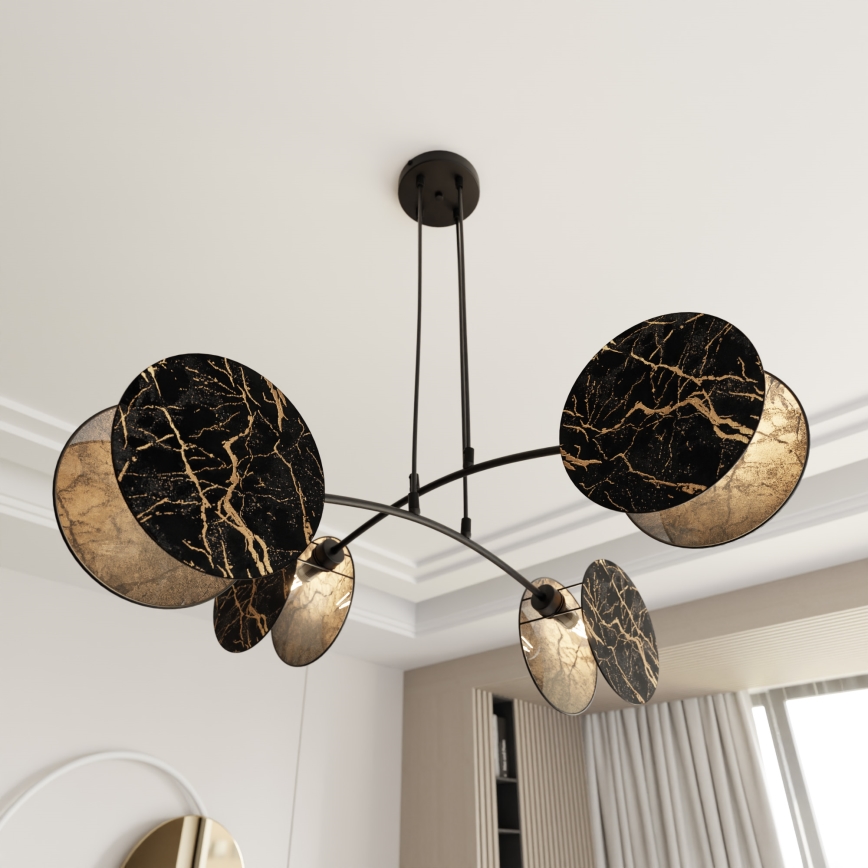 Lámpara colgante MOTIF 4xE27/15W/230V negro/dorado
