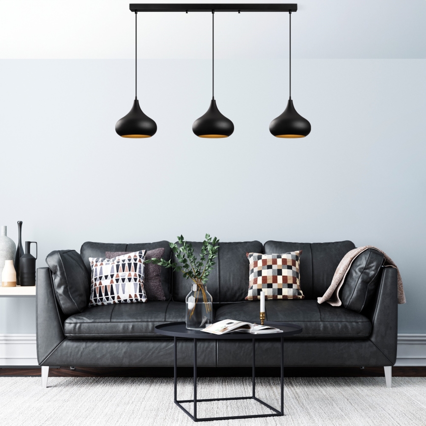 Lámpara colgante MUBA 3xE27/40W/230V negra