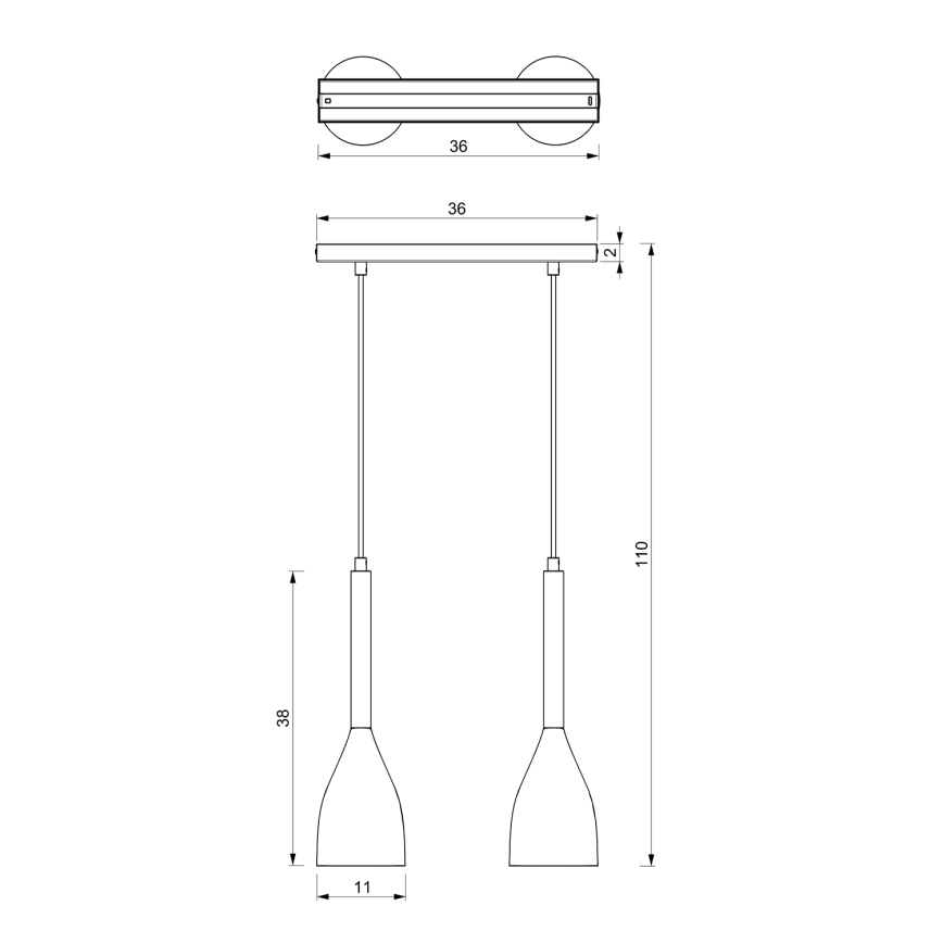 Lámpara colgante MUZA 2xE27/60W/230V