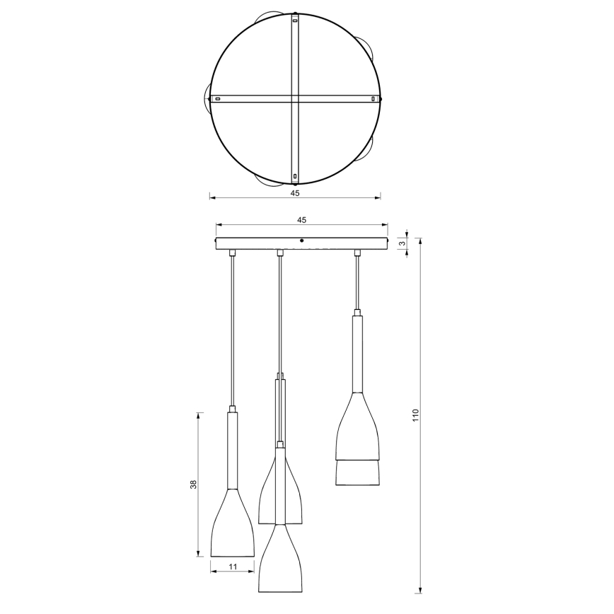 Lámpara colgante MUZA 5xE27/15W/230V negro/marrón/cobre/haya