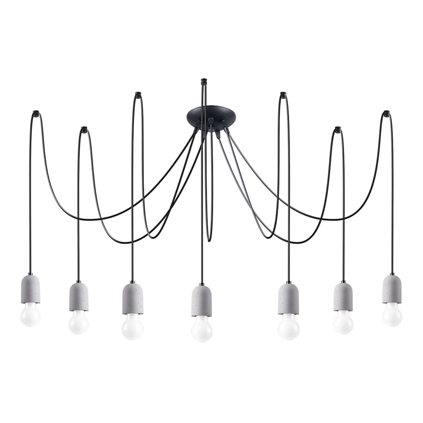 Lámpara colgante NESO 7xE27/15W/230V araña concreto