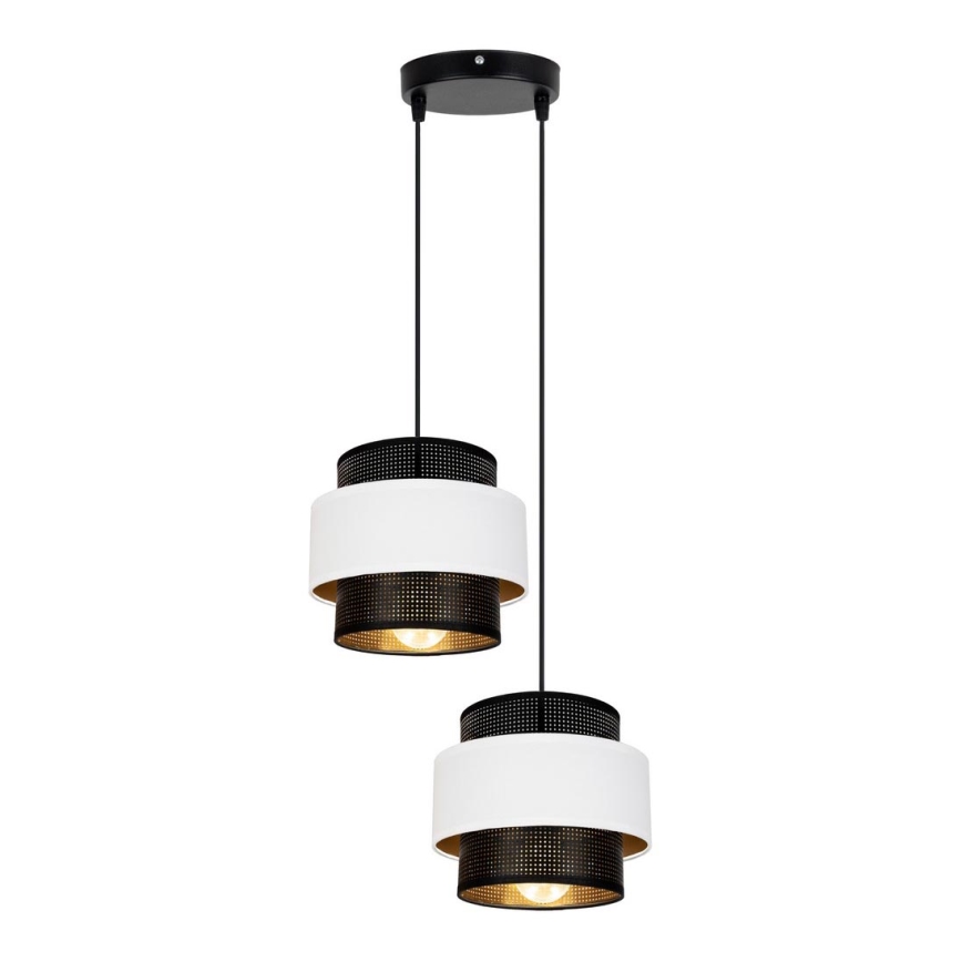 Lámpara colgante NESS 2xE27/60W/230V diá. 30 cm negro/blanco