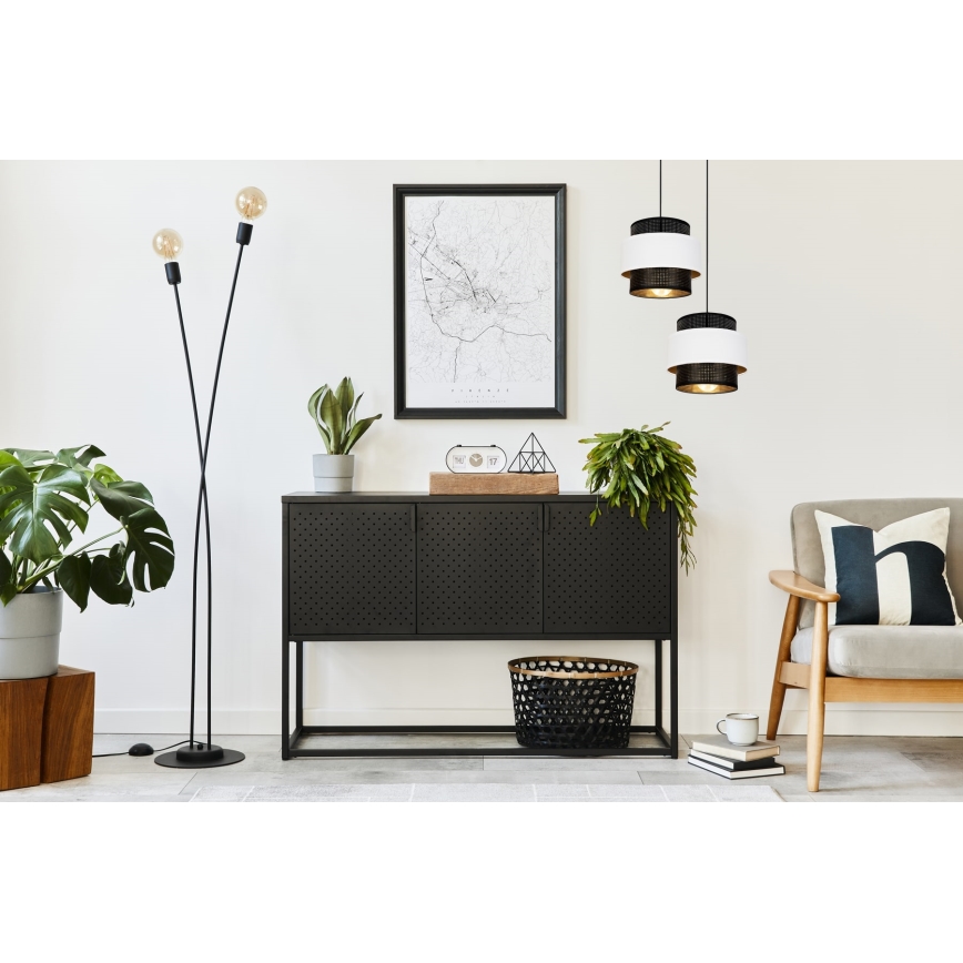 Lámpara colgante NESS 2xE27/60W/230V diá. 30 cm negro/blanco