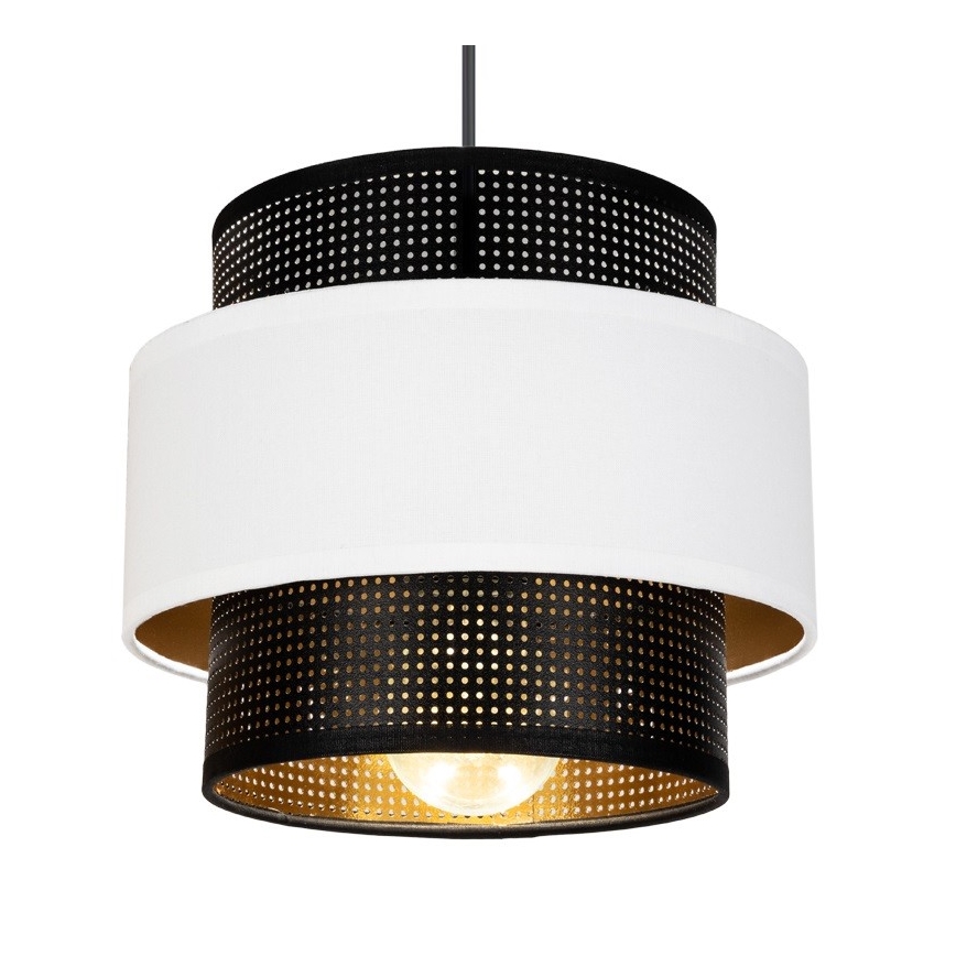 Lámpara colgante NESS 2xE27/60W/230V diá. 30 cm negro/blanco