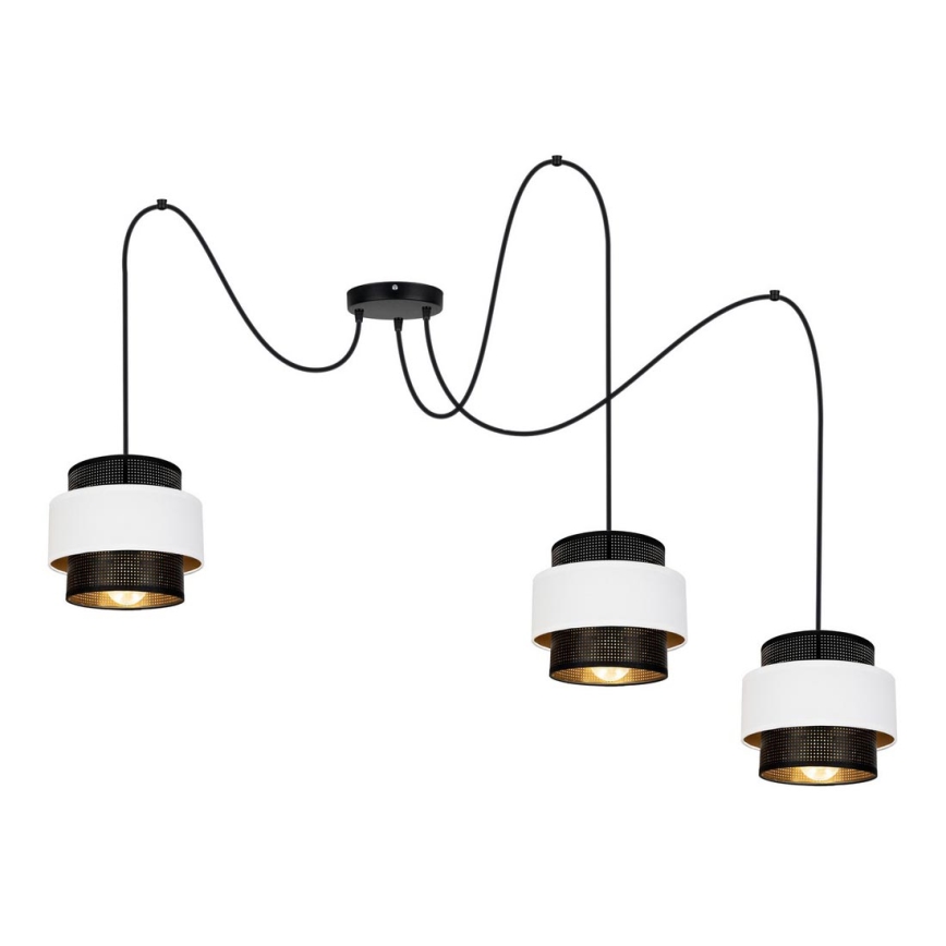 Lámpara colgante NESS 3xE27/60W/230V araña negro/blanco