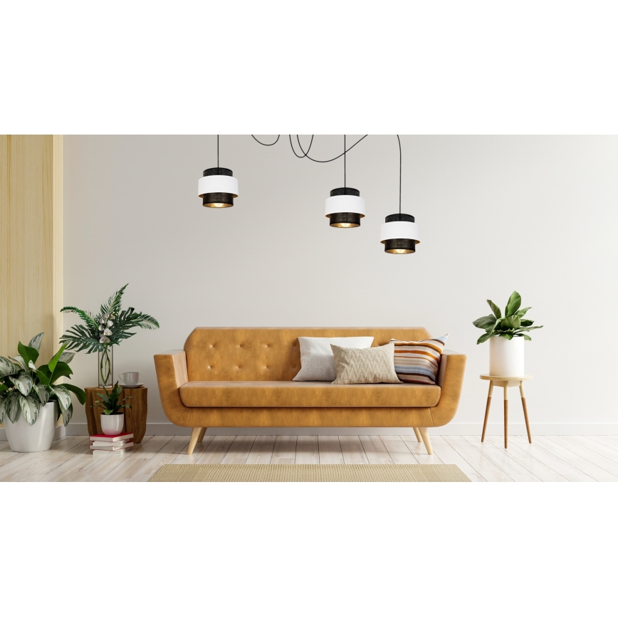 Lámpara colgante NESS 3xE27/60W/230V araña negro/blanco