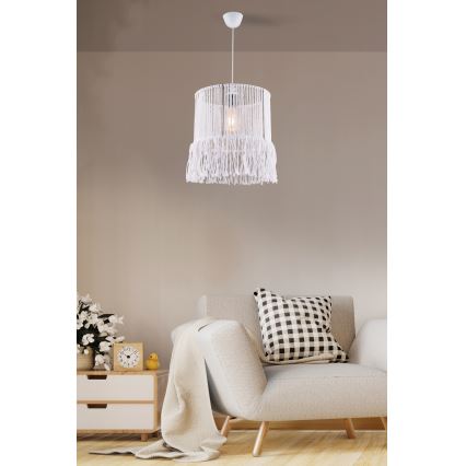 Lámpara colgante NESS MACRAME 1xE27/40W/230V blanca