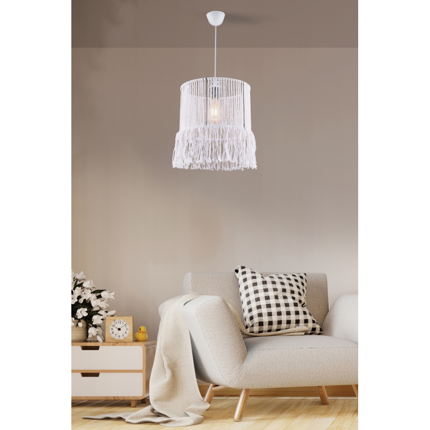 Lámpara colgante NESS MACRAME 1xE27/40W/230V blanca