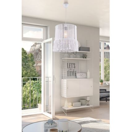 Lámpara colgante NESS MACRAME 1xE27/40W/230V blanca