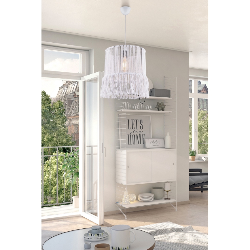 Lámpara colgante NESS MACRAME 1xE27/40W/230V blanca