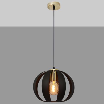 Lámpara colgante NEWTON 1xE27/15W/230V negro/dorado