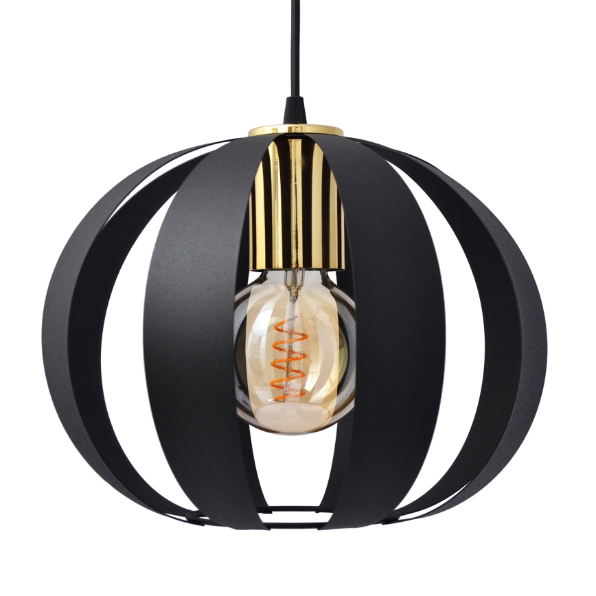 Lámpara colgante NEWTON 1xE27/15W/230V negro/dorado