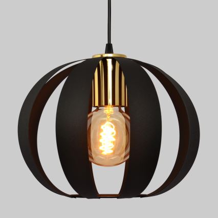 Lámpara colgante NEWTON 1xE27/15W/230V negro/dorado