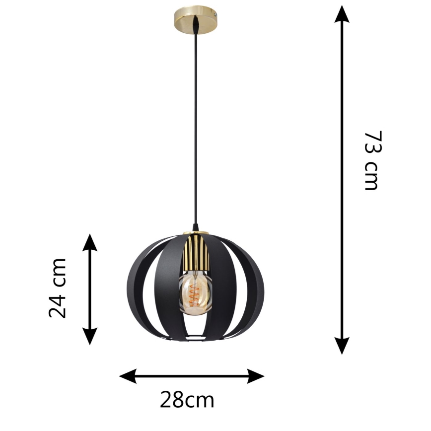 Lámpara colgante NEWTON 1xE27/15W/230V negro/dorado