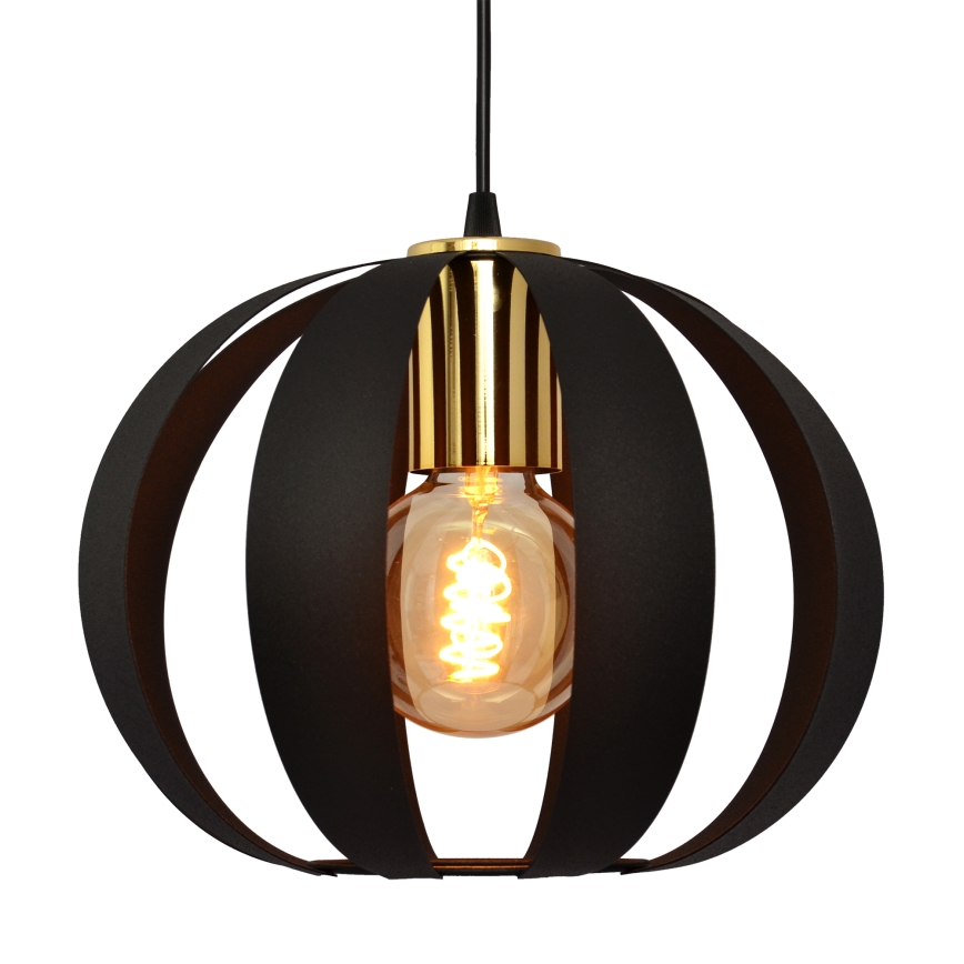 Lámpara colgante NEWTON 3xE27/15W/230V negro/dorado
