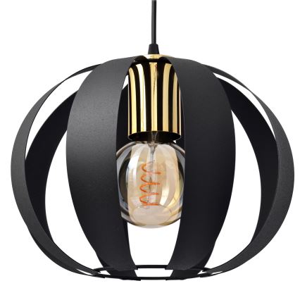 Lámpara colgante NEWTON 3xE27/15W/230V negro/dorado
