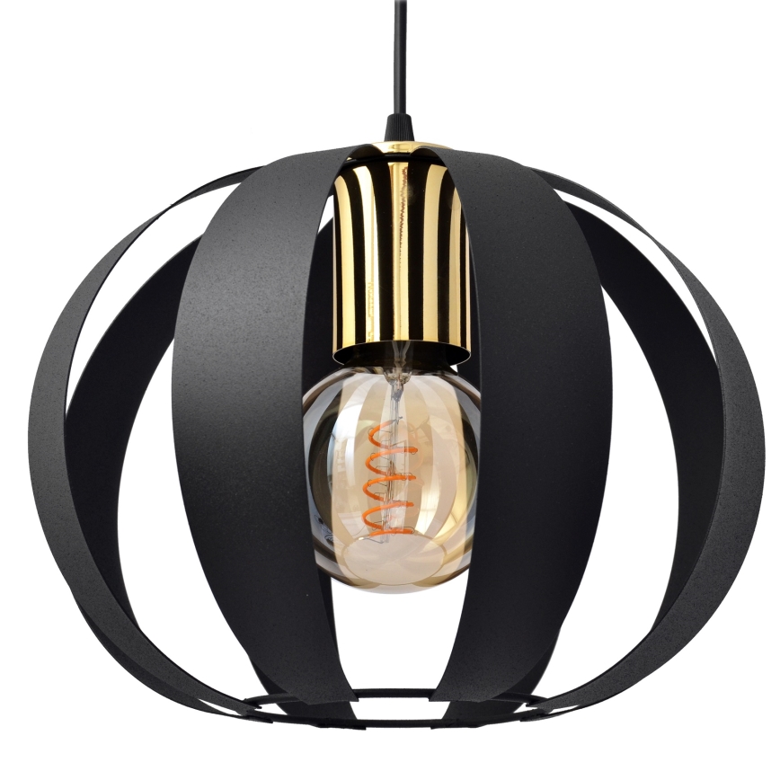 Lámpara colgante NEWTON 3xE27/15W/230V negro/dorado