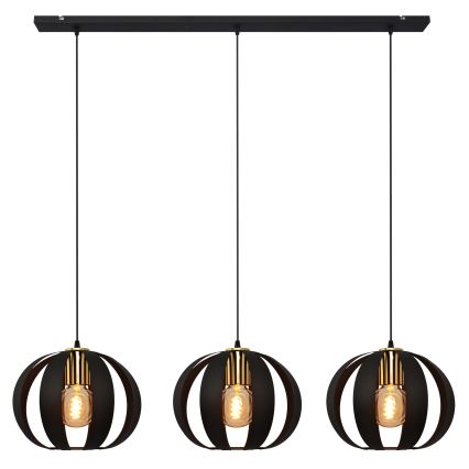 Lámpara colgante NEWTON 3xE27/15W/230V negro/dorado