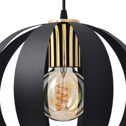 Lámpara colgante NEWTON 3xE27/15W/230V negro/dorado