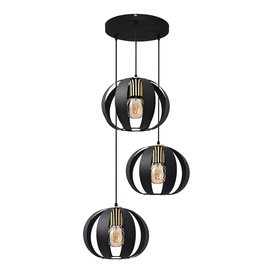 Lámpara colgante NEWTON 3xE27/15W/230V negro