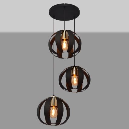 Lámpara colgante NEWTON 3xE27/15W/230V negro
