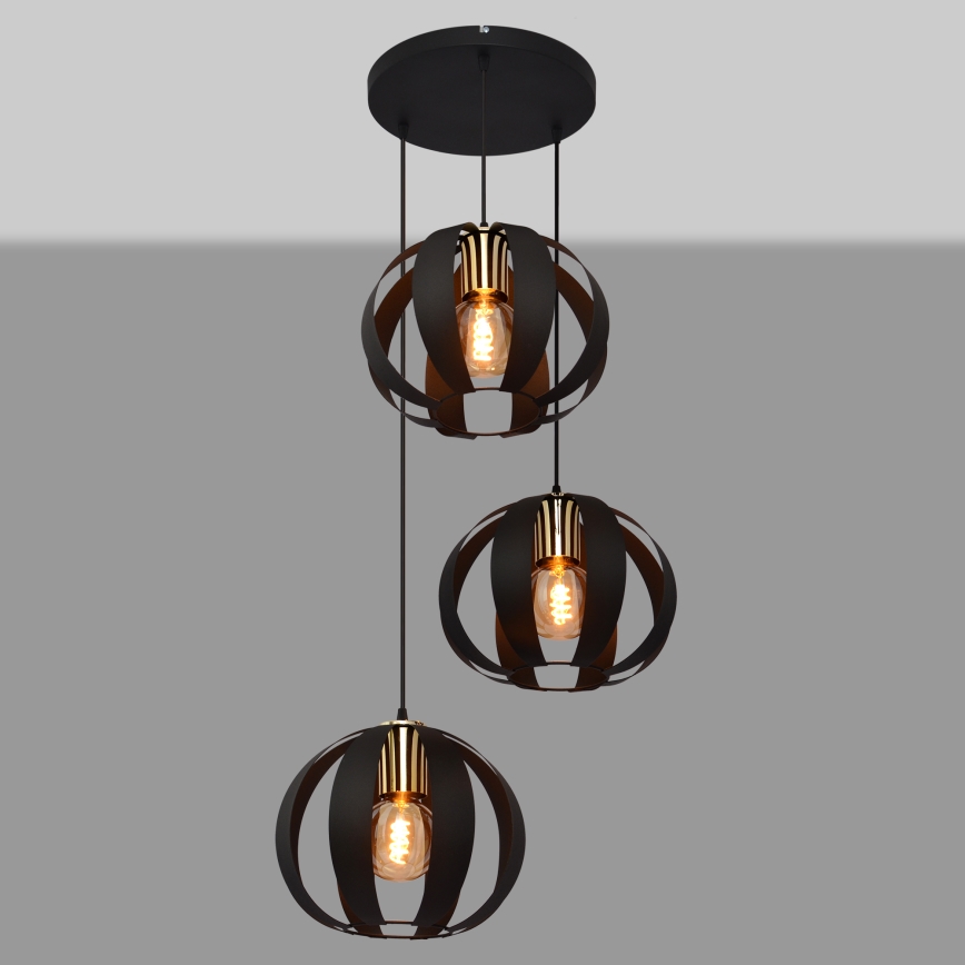 Lámpara colgante NEWTON 3xE27/15W/230V negro