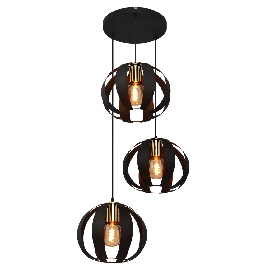 Lámpara colgante NEWTON 3xE27/15W/230V negro