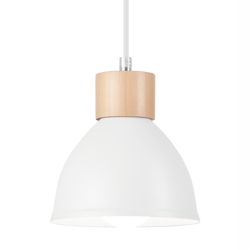 Lámpara colgante NICO 1xE27/60W/230V blanco/haya