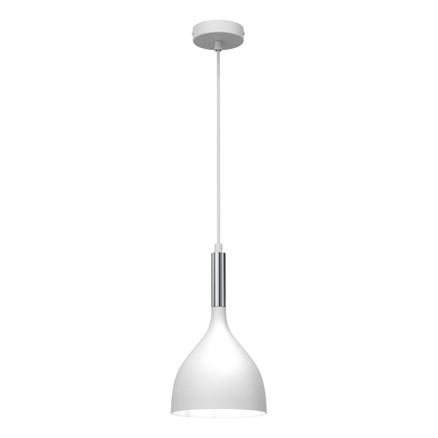 Lámpara colgante NOAK 1xE27/15W/230V blanco/cromo brillante