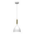 Lámpara colgante NOAK 1xE27/15W/230V blanco/dorado
