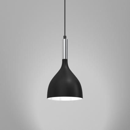 Lámpara colgante NOAK 1xE27/15W/230V negro/cromo brillante