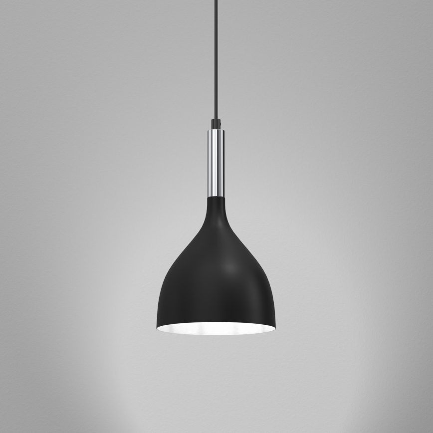 Lámpara colgante NOAK 1xE27/15W/230V negro/cromo brillante