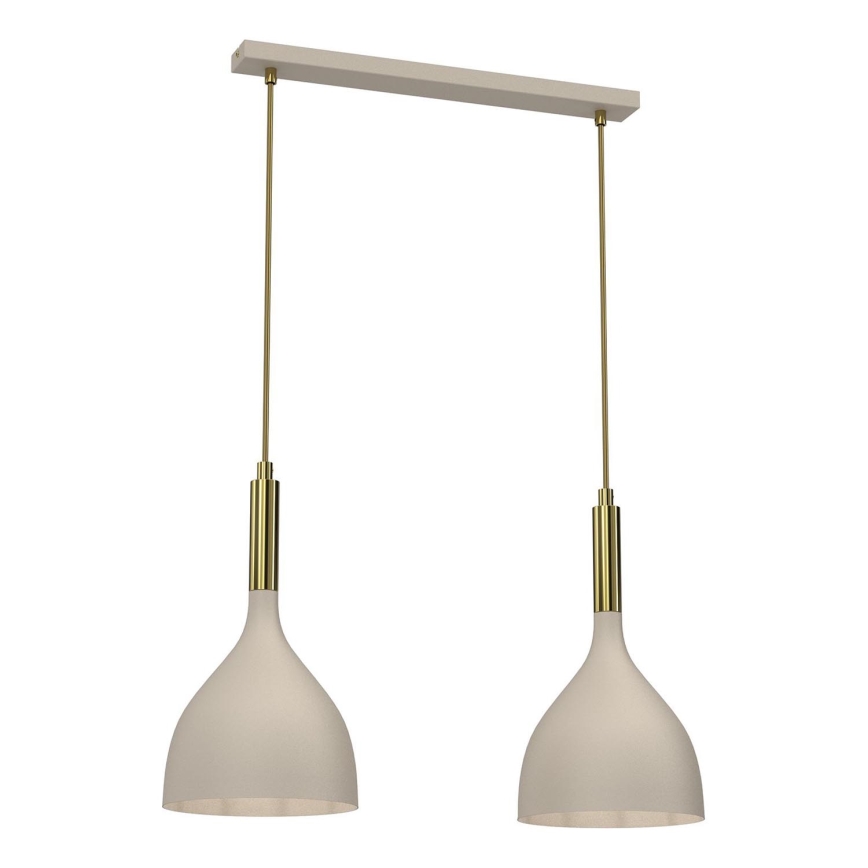 Lámpara colgante NOAK 2xE27/15W/230V beige/dorado